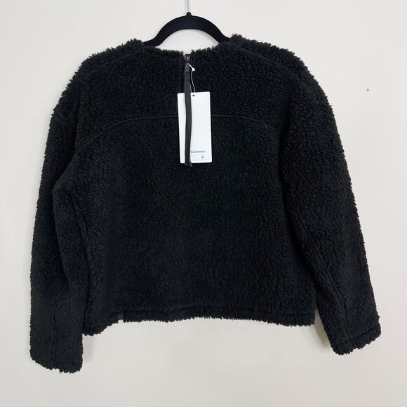 New Lululemon Wool Whenever Crew Womens 6 Black Sherpa Fleece Cozy Pullover - Picture 2 of 8